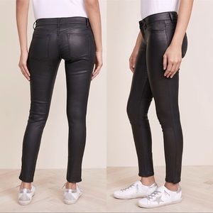 DL 1961 Black Emma Leather & Coated Skinny Jeans
